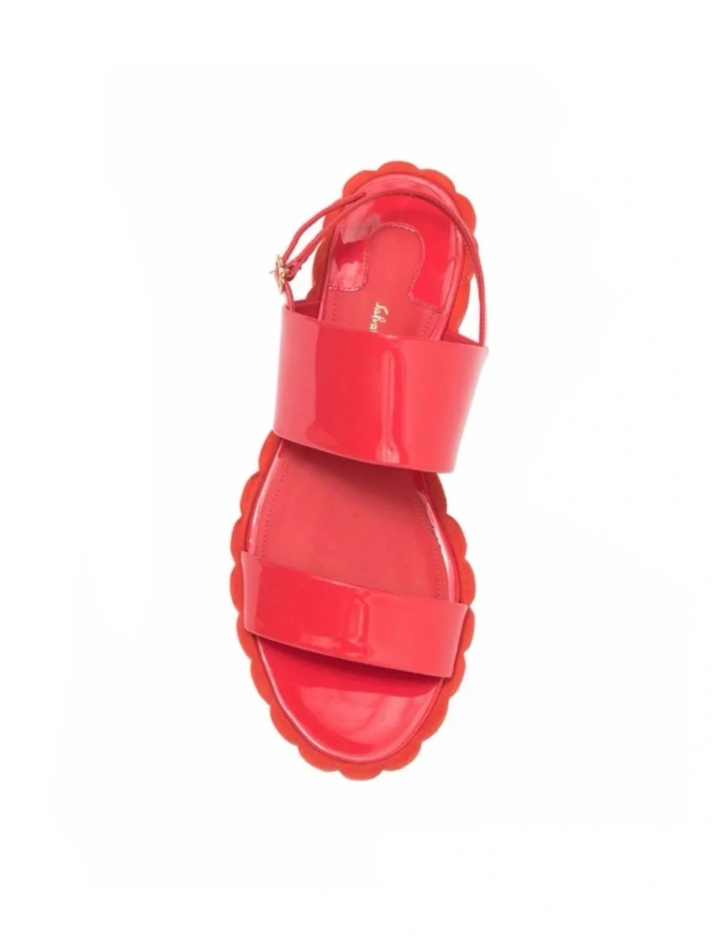 Salvatore Ferragamo Luisa Coral Patent Leather Sandals Size 8 NWOT